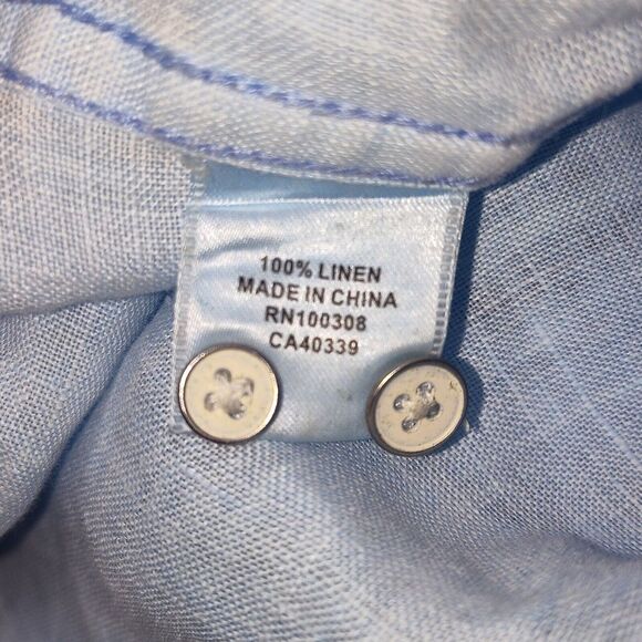 Peter Millar Mens Blue Crown Linen Shirt Long Sleeve Button Up Size XXL - Picture 5 of 5